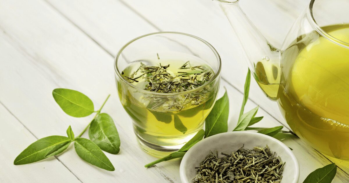 green tea and herbs