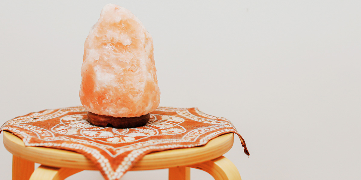 a salt lamp on a table